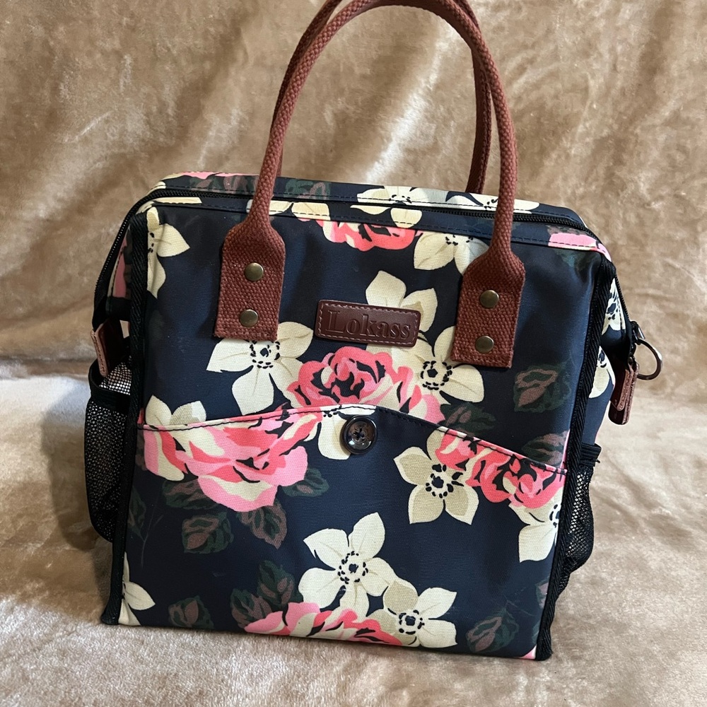 Floral Navy and Pink Tote Bag